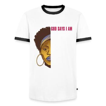 Forte Belle Noire Femmes Noires Histoire Noire - T-shirt contrasté Homme - blanc/noir - Devant - AI Model Female 172 light (172cm) & AI Model Male 178 dark (178cm)