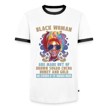 Black Women Black History African Americans - Men's Ringer Shirt - white/black - Front - AI Model Female 172 light (172cm) & AI Model Male 178 dark (178cm)