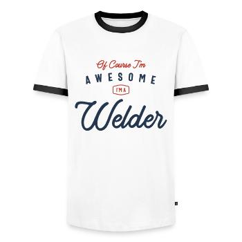 Welder Job Profession - Men's Ringer Shirt - white/black - Front - AI Model Female 172 light (172cm) & AI Model Male 178 dark (178cm)