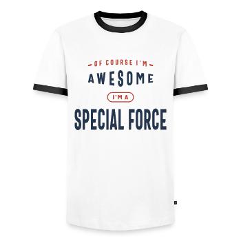 Special Force Job Beruf - Männer Kontrast-T-Shirt - Weiß/Schwarz - Vorne - AI Model Female 172 light (172cm) & AI Model Male 178 dark (178cm)