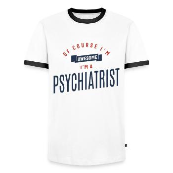Profession de psychiatre - T-shirt contrasté Homme - blanc/noir - Devant - AI Model Female 172 light (172cm) & AI Model Male 178 dark (178cm)
