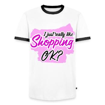 Shopping - Men's Ringer Shirt - white/black - Front - AI Model Female 172 light (172cm) & AI Model Male 178 dark (178cm)