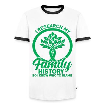 Généalogiste généalogiste Arbre généalogique Geschen - T-shirt contrasté Homme - blanc/noir - Devant - AI Model Female 172 light (172cm) & AI Model Male 178 dark (178cm)