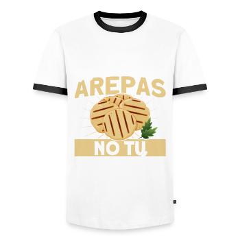 Arepas Food Lovers Colombian Arepa Gesche - Men's Ringer Shirt - white/black - Front - AI Model Female 172 light (172cm) & AI Model Male 178 dark (178cm)