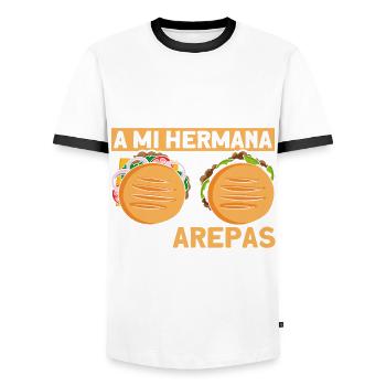 Arepas Venezuelan Food Arepa Gift - Men's Ringer Shirt - white/black - Front - AI Model Female 172 light (172cm) & AI Model Male 178 dark (178cm)