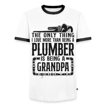 Plumbing Plumber Grandpa Vintage - Men's Ringer Shirt - white/black - Front - AI Model Female 172 light (172cm) & AI Model Male 178 dark (178cm)