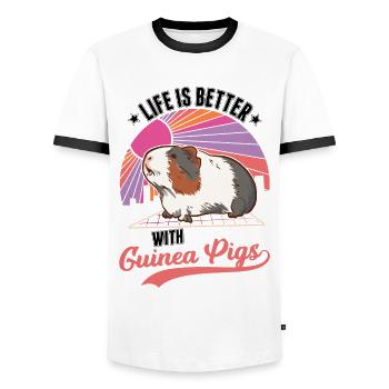Meerschweinchen Geschenk Guinea Pig - Männer Kontrast-T-Shirt - Weiß/Schwarz - Vorne - AI Model Female 172 light (172cm) & AI Model Male 178 dark (178cm)