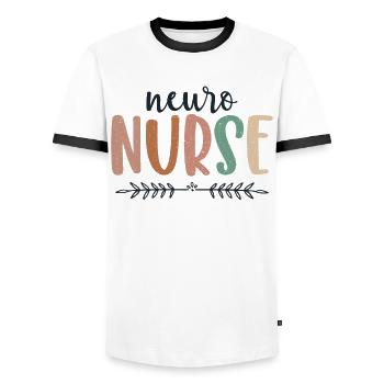 Neuro Nurse Neurologist Nurse Neurology - Men's Ringer Shirt - white/black - Front - AI Model Female 172 light (172cm) & AI Model Male 178 dark (178cm)