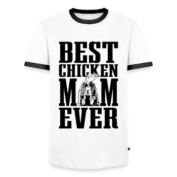 Best Chicken Mom Retro Lovers Cock Lover - Männer Kontrast-T-Shirt - Weiß/Schwarz - Vorne - AI Model Female 172 light (172cm) & AI Model Male 178 dark (178cm)