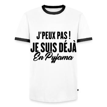 J'peux pas Je suis déjà en Pyjama - T-shirt contrasté Homme - blanc/noir - Devant - AI Model Female 172 light (172cm) & AI Model Male 178 dark (178cm)