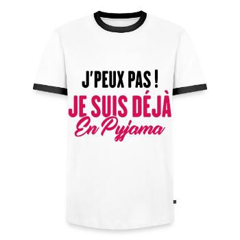 J'peux pas Je suis déjà en Pyjama - T-shirt contrasté Homme - blanc/noir - Devant - AI Model Female 172 light (172cm) & AI Model Male 178 dark (178cm)