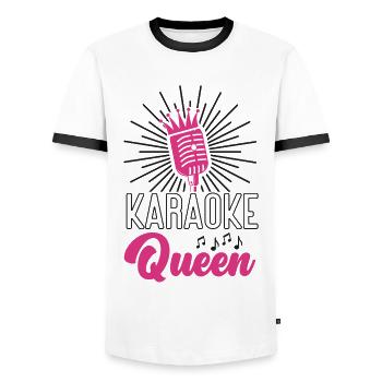 Karaoke Singer 80s Retro Karaoke - Männer Kontrast-T-Shirt - Weiß/Schwarz - Vorne - AI Model Female 172 light (172cm) & AI Model Male 178 dark (178cm)