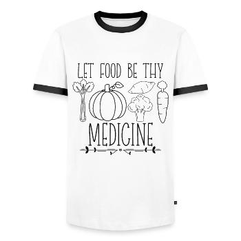 Let Food Be Thy Vegan Chef Chefs végétaliens à base de plantes - T-shirt contrasté Homme - blanc/noir - Devant - AI Model Female 172 light (172cm) & AI Model Male 178 dark (178cm)