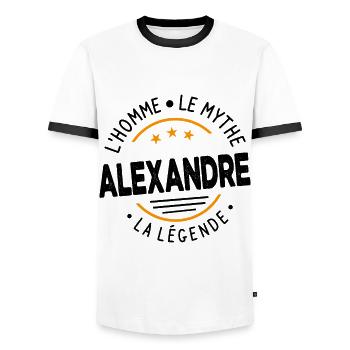 Alexandre L'Homme Le Mythe La Légende Cadeau - T-shirt contrasté Homme - blanc/noir - Devant - AI Model Female 172 light (172cm) & AI Model Male 178 dark (178cm)