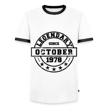Légendaire depuis octobre 1978 - Anniversaire - T-shirt contrasté Homme - blanc/noir - Devant - AI Model Female 172 light (172cm) & AI Model Male 178 dark (178cm)