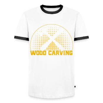 Schreiner Holzschnitzerei Holzbearbeitung Geschenk - Männer Kontrast-T-Shirt - Weiß/Schwarz - Vorne - AI Model Female 172 light (172cm) & AI Model Male 178 dark (178cm)