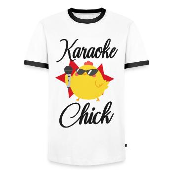 Karaoke Singer Chicken Karaoke - Männer Kontrast-T-Shirt - Weiß/Schwarz - Vorne - AI Model Female 172 light (172cm) & AI Model Male 178 dark (178cm)