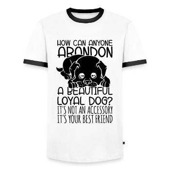 How Can Anyone Abandoned Pets Adopt Animal Lover - Men's Ringer Shirt - white/black - Front - AI Model Female 172 light (172cm) & AI Model Male 178 dark (178cm)