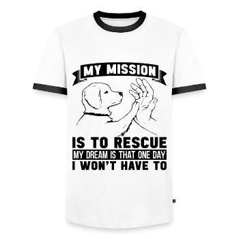 My Mission Is To Abandoned Pets Adopt Animal Lover - Men's Ringer Shirt - white/black - Front - AI Model Female 172 light (172cm) & AI Model Male 178 dark (178cm)