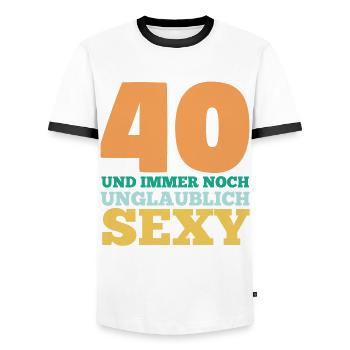 Vierzig 40 Jahre Vierzigster Geburtstag - Männer Kontrast-T-Shirt - Weiß/Schwarz - Vorne - AI Model Female 172 light (172cm) & AI Model Male 178 dark (178cm)