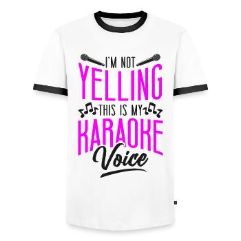 Karaoke Singer I'm Not Yelling - Men's Ringer Shirt - white/black - Front - AI Model Female 172 light (172cm) & AI Model Male 178 dark (178cm)