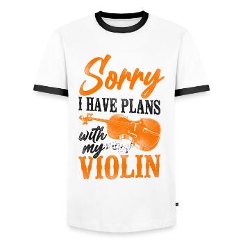 Violin Violinist Vintage Sorry I - Männer Kontrast-T-Shirt - Weiß/Schwarz - Vorne - AI Model Female 172 light (172cm) & AI Model Male 178 dark (178cm)