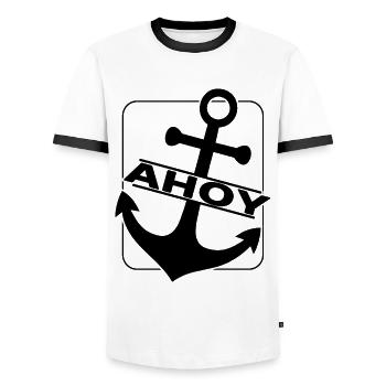 Ahoi Segeln Anker - Männer Kontrast-T-Shirt - Weiß/Schwarz - Vorne - AI Model Female 172 light (172cm) & AI Model Male 178 dark (178cm)