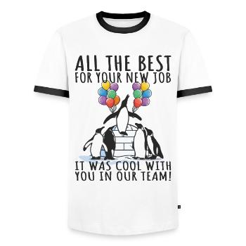 Job Change New Job Farewell Farewell Gift - Men's Ringer Shirt - white/black - Front - AI Model Female 172 light (172cm) & AI Model Male 178 dark (178cm)