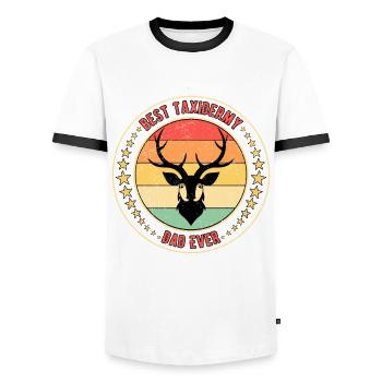 Taxidermie Taxidermiste Meilleur papa de taxidermie de tous les temps - T-shirt contrasté Homme - blanc/noir - Devant - AI Model Female 172 light (172cm) & AI Model Male 178 dark (178cm)