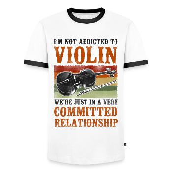 Violin Violinist Vintage Retro I'm - Männer Kontrast-T-Shirt - Weiß/Schwarz - Vorne - AI Model Female 172 light (172cm) & AI Model Male 178 dark (178cm)