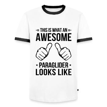 This Is What An Awesome Paraglider Looks Like Para - Männer Kontrast-T-Shirt - Weiß/Schwarz - Vorne - AI Model Female 172 light (172cm) & AI Model Male 178 dark (178cm)