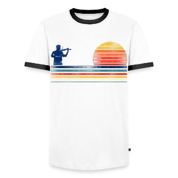 Violin Violinist Retro Vintage - Men's Ringer Shirt - white/black - Front - AI Model Female 172 light (172cm) & AI Model Male 178 dark (178cm)