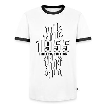 Birthday 1955 Gaming Limited Edition Gamer - Men's Ringer Shirt - white/black - Front - AI Model Female 172 light (172cm) & AI Model Male 178 dark (178cm)