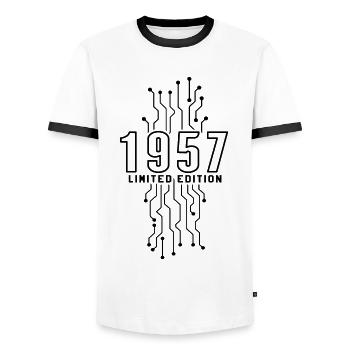 Anniversaire 1957 Gaming Limited Edition Gamer - T-shirt contrasté Homme - blanc/noir - Devant - AI Model Female 172 light (172cm) & AI Model Male 178 dark (178cm)