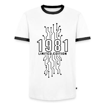 Anniversaire 1981 Gaming Limited Edition Gamer - T-shirt contrasté Homme - blanc/noir - Devant - AI Model Female 172 light (172cm) & AI Model Male 178 dark (178cm)