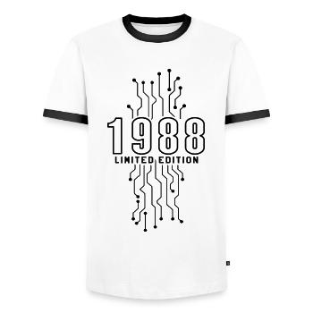 Geburtstag 1988 Gaming Limited Edition Gamer - Männer Kontrast-T-Shirt - Weiß/Schwarz - Vorne - AI Model Female 172 light (172cm) & AI Model Male 178 dark (178cm)