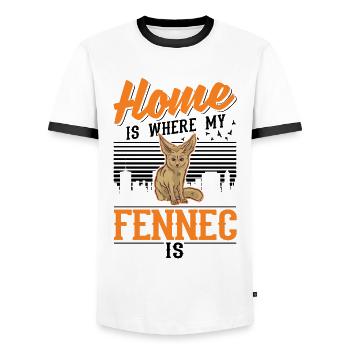 Zuhause ist wo mein Fennek ist - Männer Kontrast-T-Shirt - Weiß/Schwarz - Vorne - AI Model Female 172 light (172cm) & AI Model Male 178 dark (178cm)