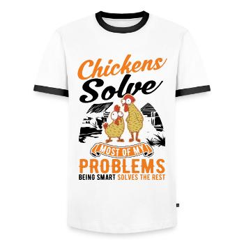 Chickens Chicken Farming Chicken Farmer - Men's Ringer Shirt - white/black - Front - AI Model Female 172 light (172cm) & AI Model Male 178 dark (178cm)