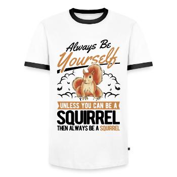 Always be yourself Squirrel Eichhörnchen - Men's Ringer Shirt - white/black - Front - AI Model Female 172 light (172cm) & AI Model Male 178 dark (178cm)