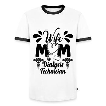 Wife Mom Dialysis Technician Medical Dialysis Tech - Men's Ringer Shirt - white/black - Front - AI Model Female 172 light (172cm) & AI Model Male 178 dark (178cm)