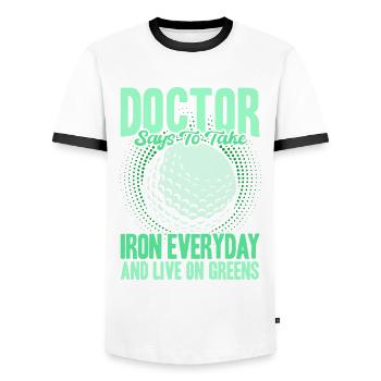Play Golf Golfers Golf Course Gift - Men's Ringer Shirt - white/black - Front - AI Model Female 172 light (172cm) & AI Model Male 178 dark (178cm)
