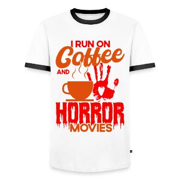 Horrorfilm Horrorfilm Slasher Film Geschenk - Männer Kontrast-T-Shirt - Weiß/Schwarz - Vorne - AI Model Female 172 light (172cm) & AI Model Male 178 dark (178cm)