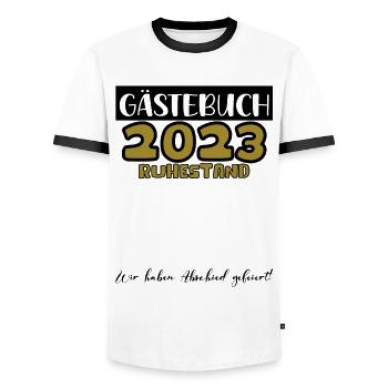 Ruhestand Rente Pension Renteneintritt Abschied - Männer Kontrast-T-Shirt - Weiß/Schwarz - Vorne - AI Model Female 172 light (172cm) & AI Model Male 178 dark (178cm)