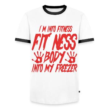 Scary Movie Creepy Movies Horror Movie Gift - Men's Ringer Shirt - white/black - Front - AI Model Female 172 light (172cm) & AI Model Male 178 dark (178cm)