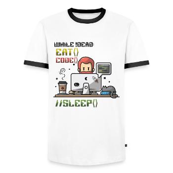 Programmeur,Programmeur informatique,Blague - T-shirt contrasté Homme - blanc/noir - Devant - AI Model Female 172 light (172cm) & AI Model Male 178 dark (178cm)