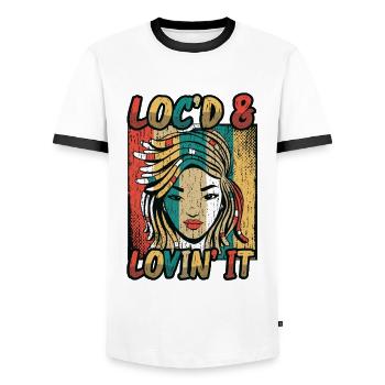 Locd And Lovin It Dreadlocks Melanin Black Queen - T-shirt contrasté Homme - blanc/noir - Devant - AI Model Female 172 light (172cm) & AI Model Male 178 dark (178cm)