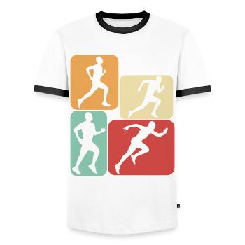 Runner Retro Running Running - T-shirt contrasté Homme - blanc/noir - Devant - AI Model Female 172 light (172cm) & AI Model Male 178 dark (178cm)