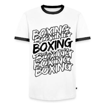 Boxsport Boxing - Männer Kontrast-T-Shirt - Weiß/Schwarz - Vorne - AI Model Female 172 light (172cm) & AI Model Male 178 dark (178cm)