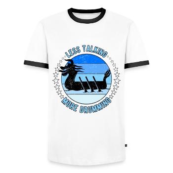 Dragon Boat Racing Less Talking More Drumming - Men's Ringer Shirt - white/black - Front - AI Model Female 172 light (172cm) & AI Model Male 178 dark (178cm)