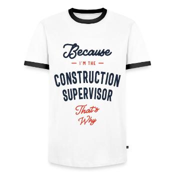 Construction Supervisor Job Occupation - Men's Ringer Shirt - white/black - Front - AI Model Female 172 light (172cm) & AI Model Male 178 dark (178cm)